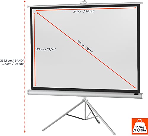 celexon Economy Stativ-Leinwand wei&szlig; 120 | 244x183 cm 4:3 | mobil transportable 4K, Full-HD Beamerleinwand mit manuellem Rollauszug f&uuml;r Heimkino, B&uuml;ro & Outdoor | inkl. Standfu&szlig; + Tragegriff