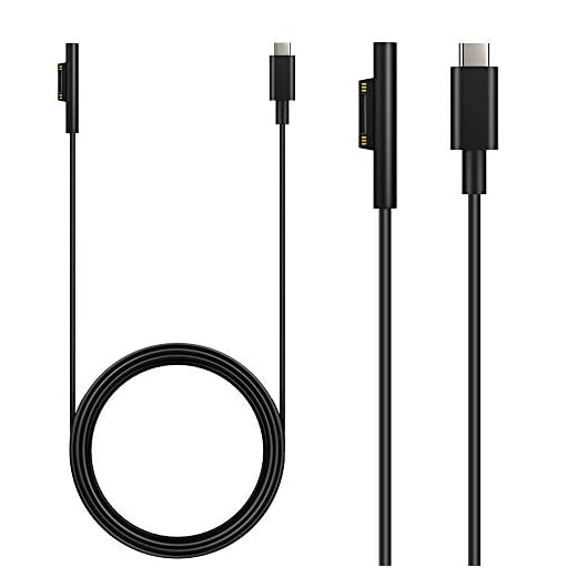 MoKo USB-C laddningskabel, ytan anslut till USB C-kabel kompatibel med Microsoft Surface Pro X/7/6/5/4/3, yta bärbar dator/laptop 2 och 3, Surface Book 1/2, Surface 3/Go/Studio, 6 fot/1,8 m [endast kabel]