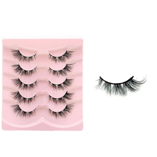 5 Paires Faux Cils Naturels 3D Demi Faux Cils Naturel Faux Cils Légers Réutilisables Fake Lashes Moelleux Court Doux Cils Aspect Naturel Eyelashes Cils Artificiels False Lashes Maquillage