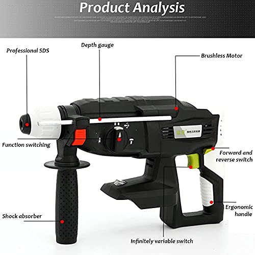DUSIQ 2021 Upgrade 3-in-1-Bohrhammer mit 2 Li-Ionen-Akku 5,0 Ah Sicherheitskupplung SDS-Schnellspannfutter bürstenloser… – Bild 4