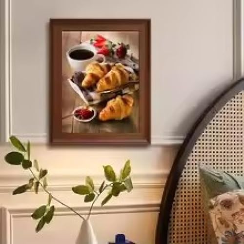 Toile moderne pain et café avec cadre, impression HD de qualité supérieure 70x100
