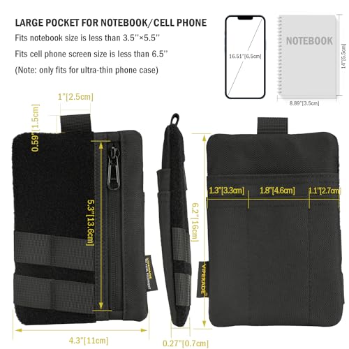 VIPERADE VE27 Small EDC Pouch Tool Organiser,EDC Organiser Pouch with 5 Pockets,Small Multitools Pouch for Men,Mini Pocket Pouch with Patches Area,Small Multitools Organiser Waist Bag -Black - Image 4