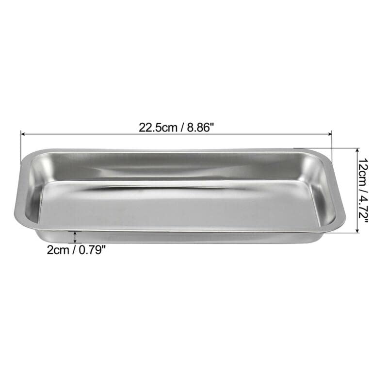 Tool parts Stainless Steel Tray - 22.5x12cm Thickened Rectangular Flat Type Lab Tool