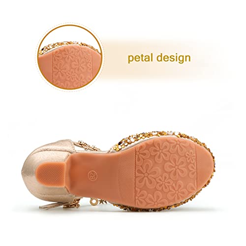 Image of Princess Dress Shoes for Girls - Toddler Sandals with Flower Design for Wedding Party & High Heels