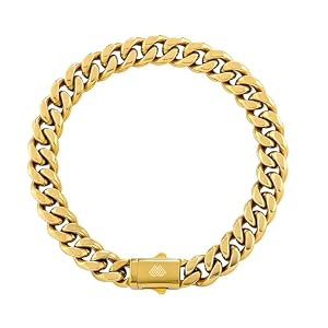 8mm Cuban Link Bracelet for Men Women, 18K Real Gold Plated Stainless Steel Miami Curb Chain, Waterproof & Tarnish Free High Polish Hip Hop Jewelry, Hypoallergenic Streetwear Accessory