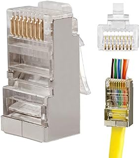20 Pack RJ45 Connector Cat6 Cat5e Cat5 Pass Through Shielded Ends 8P8C Ethernet Cable Crimp Connector 3u Modular Plug