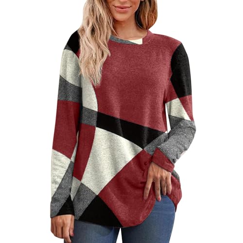 Riou Ofertas Flash del Día Premium Hoy Camiseta Manga Larga con Cuello en V Blusa Mujer para Otoño Moda Color Sólido Tops en Distintos Colores Cómodos Tallas Grandes Ropa S-5XL