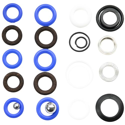 VONOS 244194 Pump Packing Repair Kit - Blue PTFE & Premium Imported Leather Seals, Compatible with Graco 390 395 490 495 595 Ultra Max II, Airless Paint Sprayer Rebuild Kit