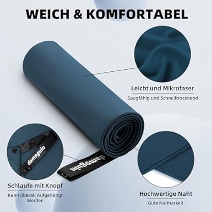 damoguin 3er-Set Mikrofaser Handtuch, Groß (180*80cm) & 2 Stück Klein (80*40cm) Schnelltrocknende Microfaser Fitness Handtücher, als Sporthandtuch, Strandtuch, Badetuch und Reisehandtuch (Marineblau) – Bild 6