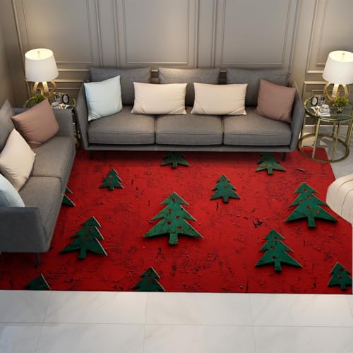 Tapis Shabby Chic Cuisine Arbre Noël rouge fin de qualité supérieure