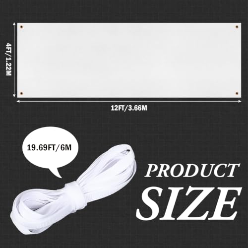 Image of Zonon Large Blank Banners And Signs Polyester Oxford Cloth Sublimation Banner To Decorate With Hanging Rope For Indoor Wall Outdoor Easy to Hang DIY Signs For Business Office(White,4 x 12 Feet)
