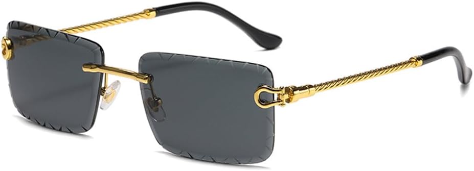 Rimless Cutaway Rimmed Sunglasses Metal Twist Mirror Legs Glasses Summer Color Street Shot Sunglasses