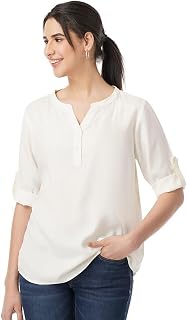 FYLTR Women's Casual Roll -Up Sleeves V-Neck Top - Western Tops for Woman | Shirts for Women | Soft & Comfortable | Tops f... Price In India