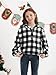 AlisOker Girls Fleece Hooded Pullover Plaid Hoodie Sweatshirt Soft Warm Button Front Casual Coat for Kids 5-14Y