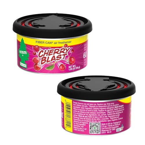 Image of Little Trees Cherry Blast Fiber Can Air Freshener 30g (Pack of 1) | Sweet & Tart Fruity Fragrance | Adjustable Lid Control | For Car, Home & Office | Imported from USA