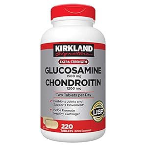 Kirkland-Signature Extra Strength Glucosamine 1500mg/Chondroitin 1200mg Sulfate – 220 Tablets, Supports Nourishing…