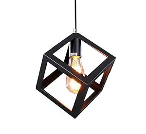 CITRA E26/E27 Single Head Vintage Black Metal Simple Hanging Pendant Ceiling Light (Square Cube)