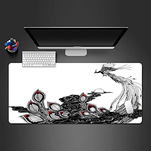 Tapis de souris gamer XXL Phénix noir et blanc 1000x500mm