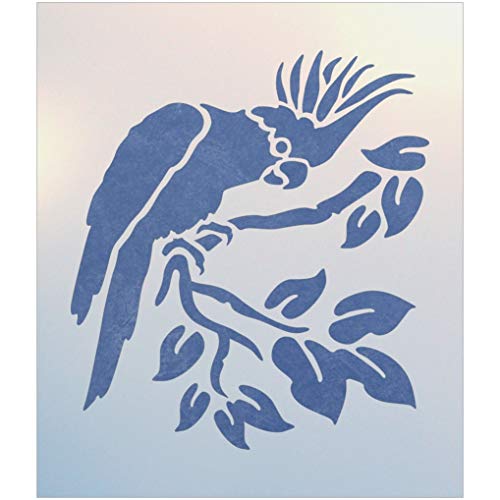 Cockatoo Stencil - Tropical Rainforest Jungle Bird Reusable Mylar Plastic Template for Painting Home Decor Crafts Create DIY - The Artful Stencil