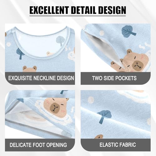 senya Tropical Bathing Cute Capybara Summer Pajamas Set Short Cotton Sleepwear 2 Piece4