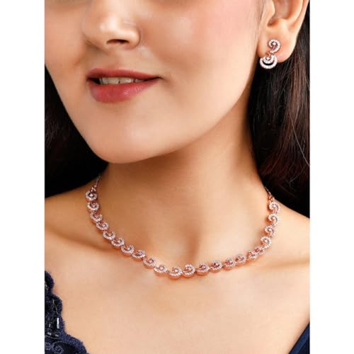 Image of Rubans Necklace Set American Diamond Cubic Zirconia Jewellery Gift for Women & Girls
