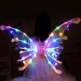 cojodopo Costume Electric Butterfly Wings,Elf Luminous Fairy Wing For Kids Dog Angel Wings With Music Glowing Shiny Dress Up Props (colorful lights)