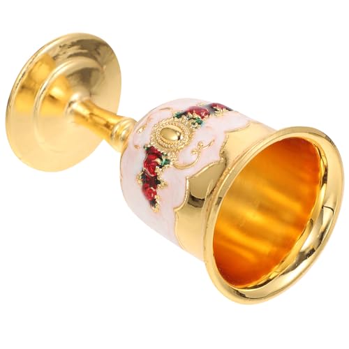 BESPORTBLE Cáliz de Vino de Aleación con Diseño Incrustado Copa de Tallo Elegante para Bar y Fiesta Vidrio de Licor Blanco con Patrón Floral Aleatorio Resistente y Reutilizable