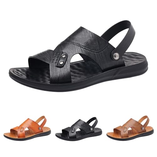 Genérico Sandalias Hombre Casual Claquetas Hombre de Cuero, Sandalias Transpirable Impermeables, Claquetas de Playa, Slippers Casual para Uso Exterior y Verano, caqui, 41 EU