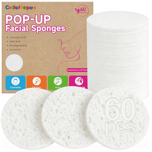 3.15in Large Compressed Facial Sponges, 60 Pcs Face Sponges for C...