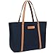 Grande borsa da trasporto da donna, borsa per computer portatile, lavoro, borsa a tracolla, borsa per il trasporto con borsa trolley, Blu scuro, XL immagine