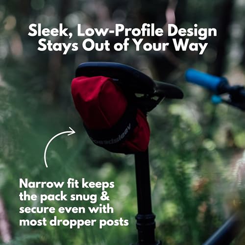 Image of Speedsleev Ranger Large Bike Saddle Bag - Compact Under Seat Cycling Pack for Road, Gravel & MTB - Waterproof, Rattle-Free Tool Storage - Lightweight Bike Gear Bag with Reflective Safety Strap - Black