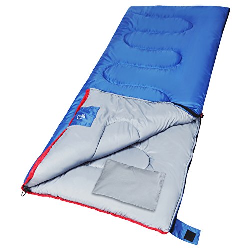 REDCAMP Kids Mummy Sleeping Bag for Camping Zipped Small, 30 Degree All Season Cold Weather Fit Boys, Girls & Teens Blue/Pink (Blue 2lbs)