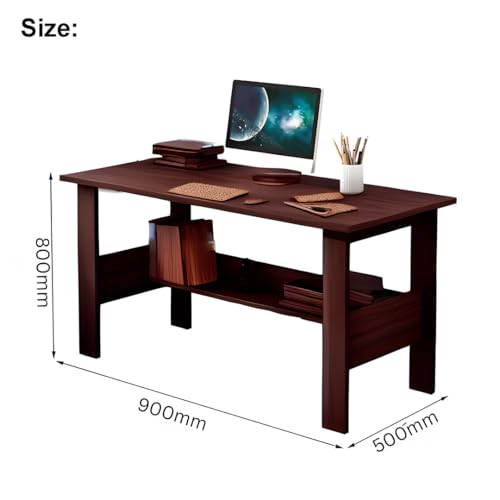 Image of MATTERHORN Engineered Wood Office Table, Work from Home Table with Shelf for Storage (DIY, 900 x 500 x 800 cm, MOOT0126-10001teakbrown)