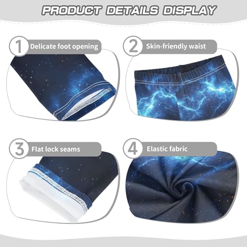 Thunderbolt Abstract Blue Lightning Girls Leggings Kids Yoga Pants Dance Active Tights 4T3