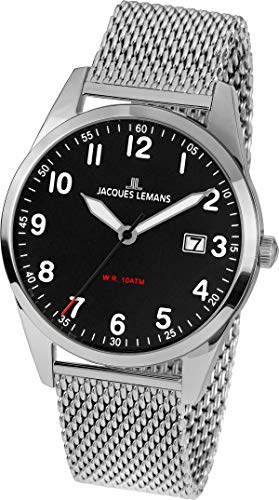 Preisvergleich Produktbild JACQUES LEMANS Herrenuhr Metallband massiv Edelstahl 1-2002H