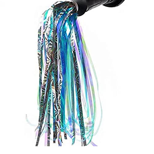 Fietslinten Childrens Stuur Streamers Fietsgrepen Kleurrijke Reflecterende Scooter Kwasten Roze Blauw 2 Paren - Image 4