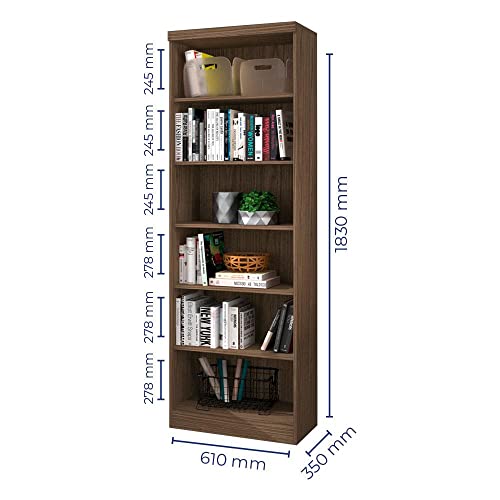 Estante para Livros 5 Prateleiras Linus Qmovi Ébano