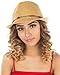Funky Junque Womens Upf50+ Straw Fedora Hat Summer Fashion Short Brim Adjustable Multicolor Woven Pattern - Natural Multi W/Beaded Ropes