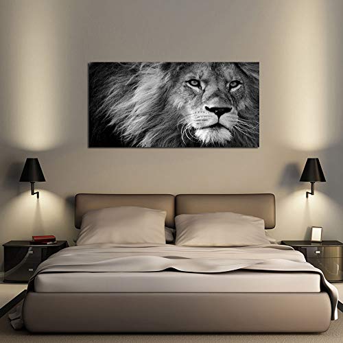 Baisuart-D0162 Canvas Prints Wall Art Grey Lion Stretched Canvas Wooden Framed For Living Room Bedroom And Office #TOP4