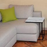 P17 - Tavolino Whisky | Base: Metallica Nera - Top: MDF Marmo Bianco | Dimensioni: Base 40x48 cm - Altezza 55 cm | Tavolino per Divani
