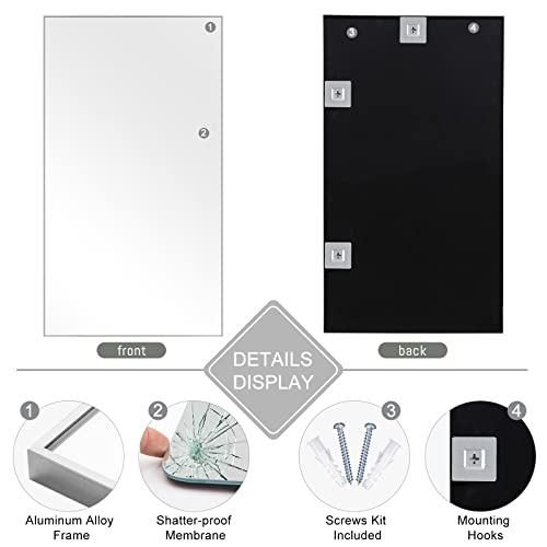 Image of NeuType 47 inchx22 inch Full Length Mirror Aluminum Alloy Frame Wall-Mounted Mirror for Living Room, Bedroom, Entry, Hanging or Leaning Against Wall, Full Length Mirror for Wall, Silver (No Stand)