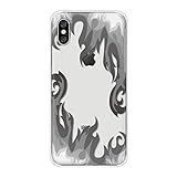 iPhone8 Plus/iPhone7 Plus アイフォン 対応スマホケース 【F】グレー 炎柄 クリアケース ファイヤー 背景透明 トレンドカラー case6037