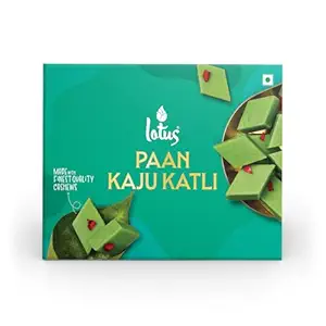 Lotus Paan Kaju Katli, 250 grams, Fresh Cashew Nuts, Indian Sweets, Premium Mithai, Barfi Sweet, Diwali Gifts, Diwali Gift Pack for Family and Friends on Special Occasions, Diwali Gift Hampers