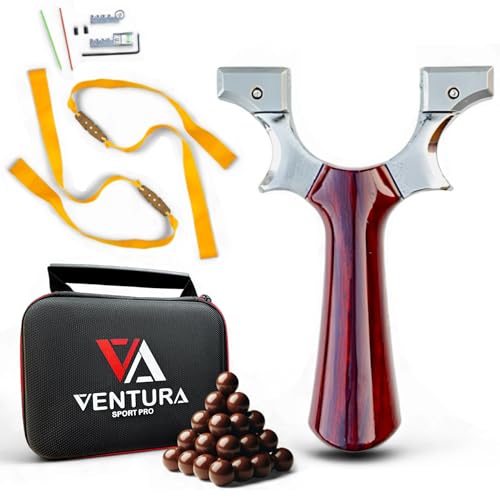 VENTURA SPORT PRO Tirachinas Clásico Metal + 100 Gramos Munición de Arcilla 9 mm