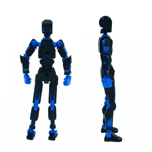 Image of Dummy 13 Action Figure Robot | Fully Articulated 3D Printed Robot Toy | 5.4-inch Collectible Figurine | Matte Finish| Unassembeled (Black-Blue)