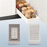 Pull out Cabinet Organizer,Width (7'-11') and Depth (17'-24') Expandable,No Drill Adjustable Slide out Drawers for Kitchen,Pantry,Adhesive Roll out Shelves,for Cabinets Without Lip,White