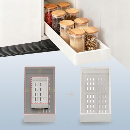 Pull out Cabinet Organizer,Width (7"-11") and Depth (17"-24") Expandable With