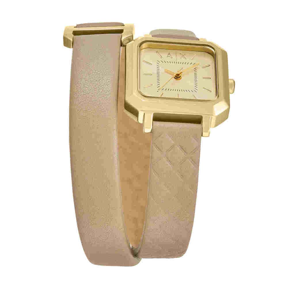 Armani Exchange zegarek dla kobiet, kwarcowy mechanizm z trzema wskazówkami i koperta o średnicy 27 mm ze skórzanym paskiem
