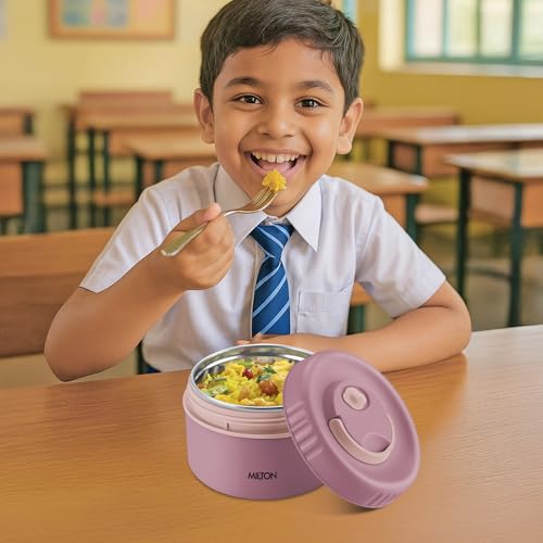 Image of MILTON Snack Box Big I Inner Steel, PU Insulated 510 ml I Leak Proof with Air Vent I Lunch Box for Office Use, School I Pink