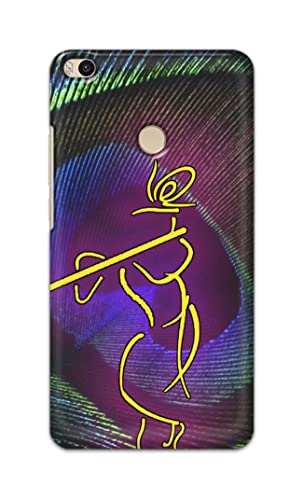 Image of PRINTFIDAA Lord Krishna On Peacock Feather Hard Back Cover for Mi Max 2 (6.44 inch) Back Cover -(P6) KAT1007